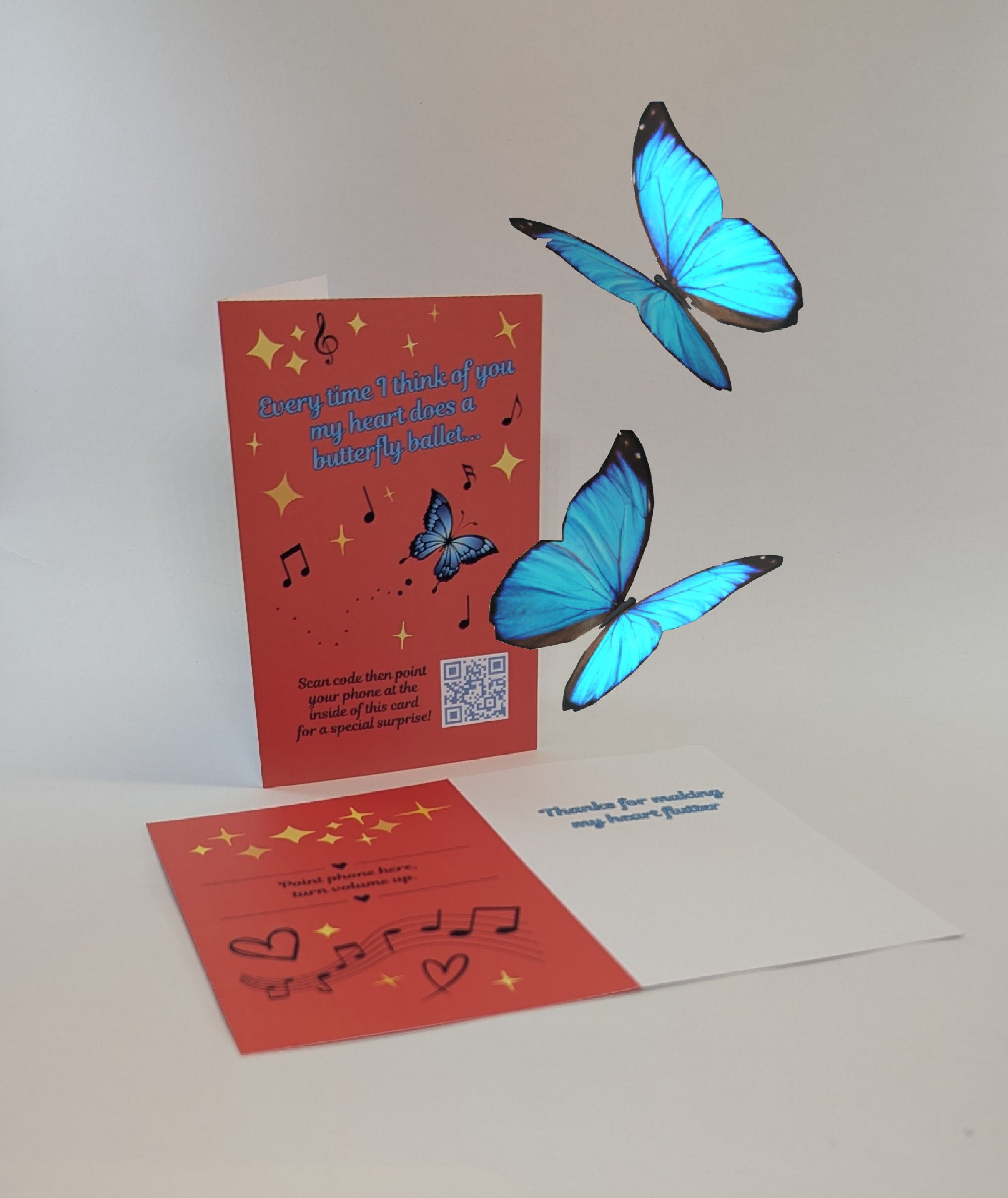 Love | Anniversary | Valentines Day | Sweetest Day | Romantic Greeting Card with Music and 3D Animation - Stunning Blue Butterflies - Unique, Special & Fun!