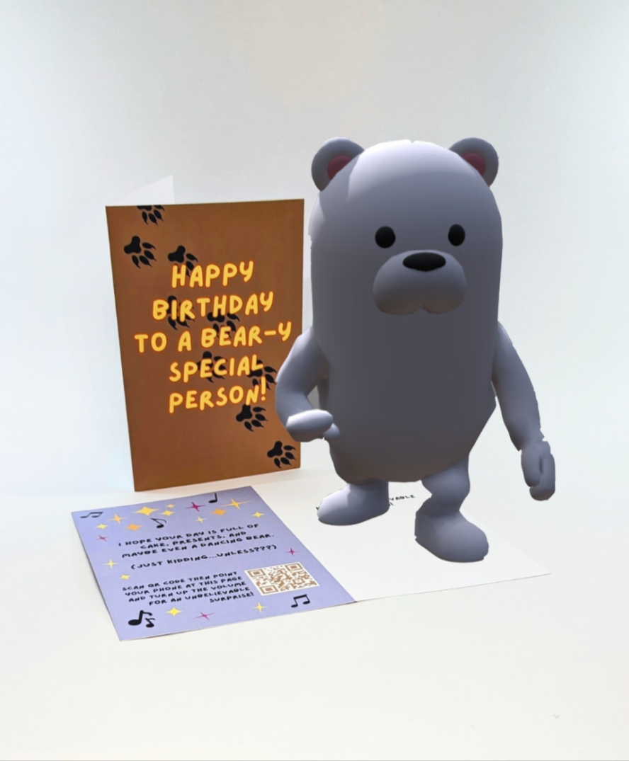 Happy Birthday Dancing Teddy Bear Greeting Card with Music for Anyone | 3D Animation Augmented Reality Technology | Unique, Creative, Funny Next-Gen Greeting Card!