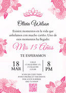 Quinceañera Invitation - Floral Rosa & Blanco