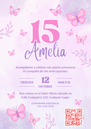 Quinceañera Invitation - Moderno Rosa y Morado