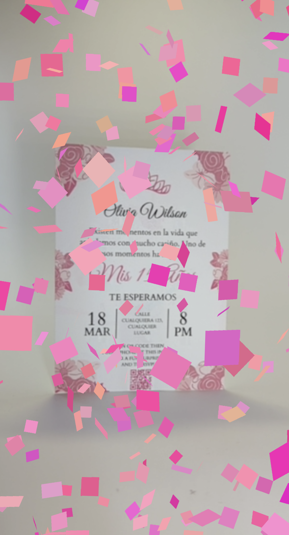 Quinceañera Invitation - Floral Rosa & Blanco