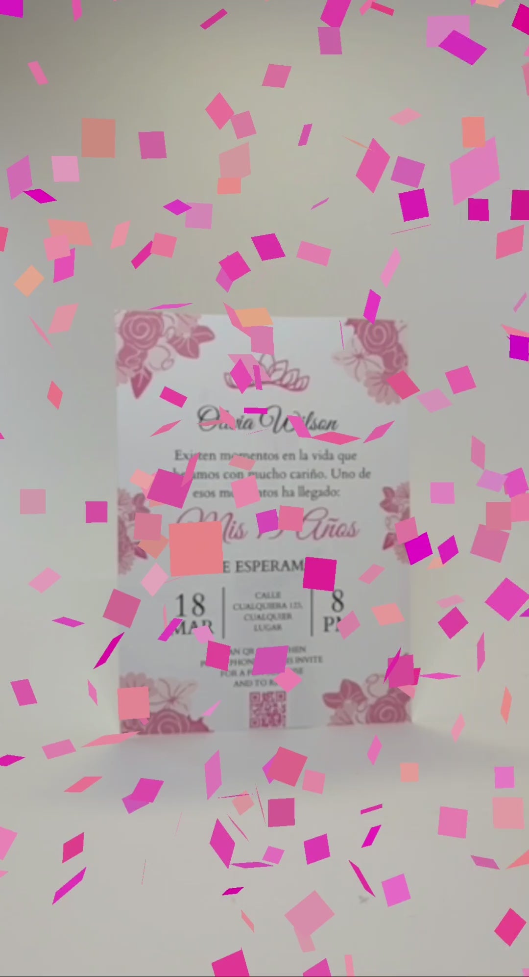 Quinceañera Invitation - Floral Rosa & Blanco