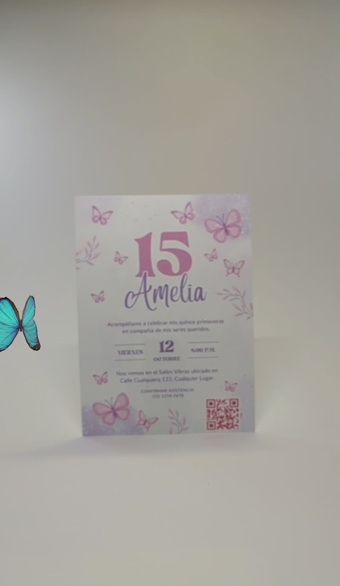 Quinceañera Invitation - Moderno Rosa y Morado