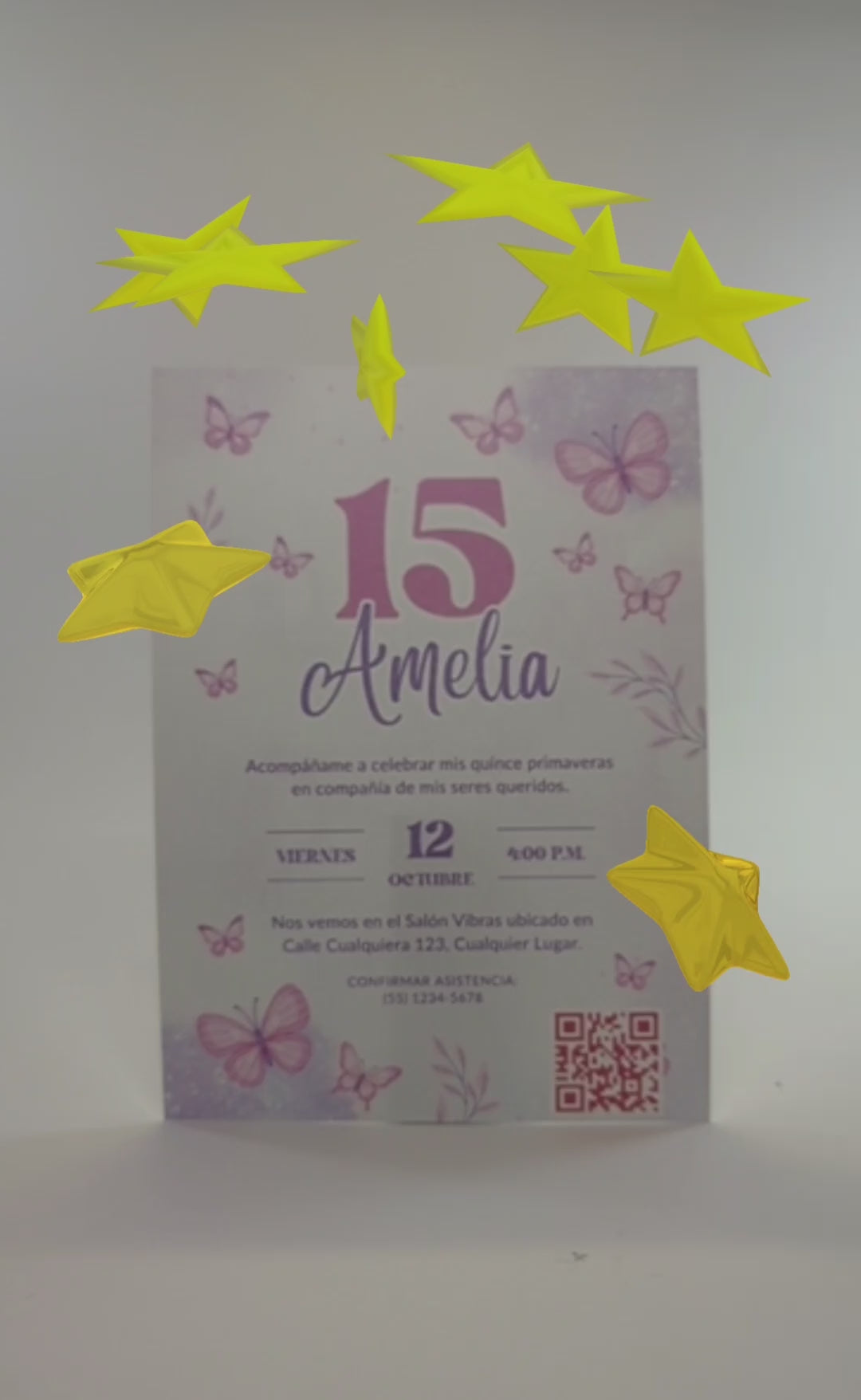 Quinceañera Invitation - Moderno Rosa y Morado