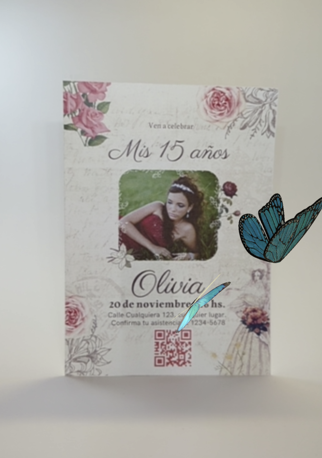 Quinceañera Invitation - Vintage Rosa & Beige